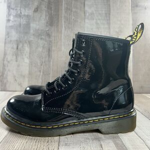 Dr. Martens 1460 Girls' Size 3 Little Kids Patent Leather Combat Boots Black